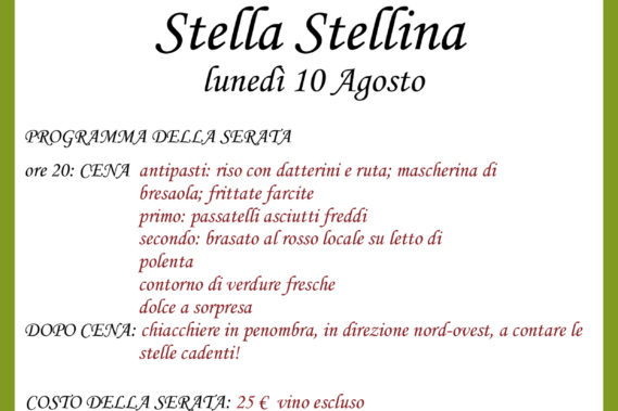 10 AGOSTO: Il Contadino Telamone vi invita a Stella Stellina