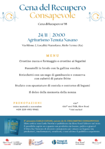 Menu cena del recupero consapevole